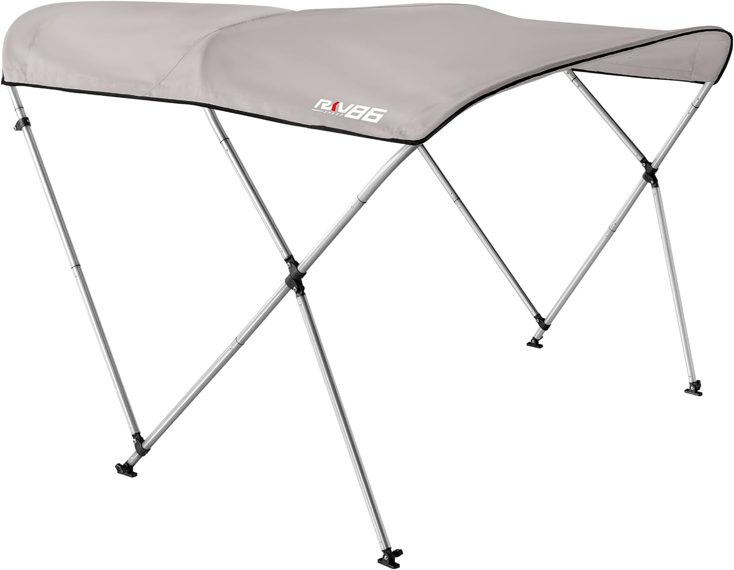 Bimini Top for Boat Boat Awning 600D Polyester Oxford Fabric Boat Canopy for Boats from 54 inches to 60 inches in Width(Silver Gray, 3 Bow)