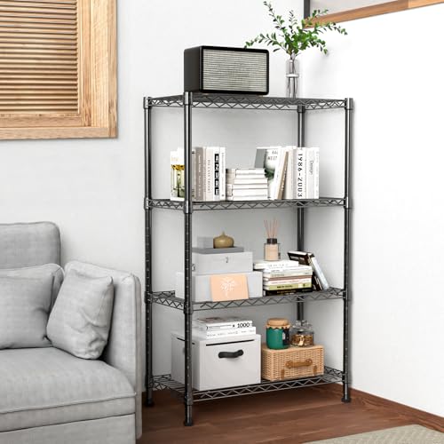 Image of M MZG 1000 lbs Storage Shelving Steel Heavy Duty 4-Tier Utility Shelving Unit Steel Organizer Wire Rack for Home,Kitchen,Office,Black (13.7 inch D x 23.6 inch W x 53.4 inch H)