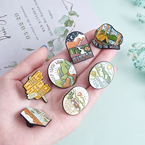 Image of Ornaland 7 Pcs Outdoor Travel Enamel Brooches Pins Cute Creative Brooch Cartoon Nature Camping Lapel Pins Alloy Enamel Brooches Badges Jewelry Gifts for Women Backpacks Clothes Jackets Hats