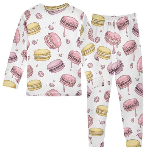 Pajama Sets Long Sleeve Pink Macaroon Drips Soft Comfy Sleepwear 2 Piece PJS 3-8T3