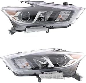 For Nissan Maxima Headlight Assembly 2016 Halogen S/Signal Light/SV Model Pair Driver and Passenger Side CAPA Certified NI2502235 + NI2503235