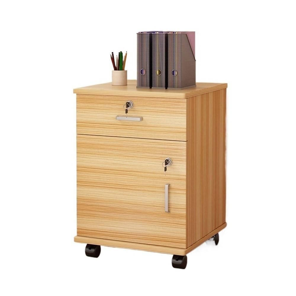 SaryEdge Office Filing Cabinet with Simple Lock Low Storage for Documents & Files 3-Drawer White Office Cabinet Desk File for Home & Office Use,Natural