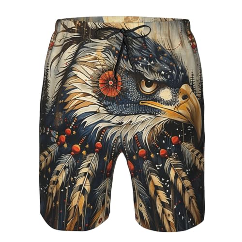 Eagle Native American Feather Dreamcatchers Vintage Men's Quick Dry Swim Trunks Surfing Beach Mesh Board Shorts4