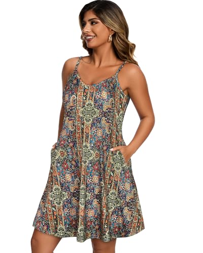 Image of JOELLYUS Womens Spaghetti Strap Dress Summer Dresses Beach Cover Ups Casual Sundresses with Pockets 2026