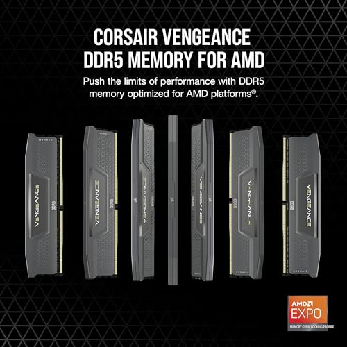Image of CORSAIR VENGEANCE DDR5 64GB (2x32GB) DDR5 6000MHz CL30 AMD EXPO Intel XMP iCUE Compatible Computer Memory - Gray (CMK64GX5M2B6000Z30)