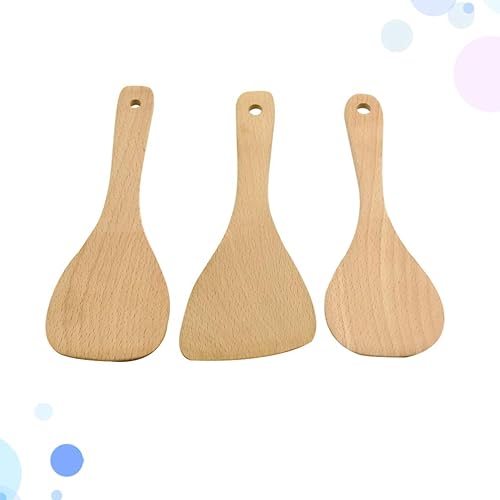 Miniatura 7 de UPKOCH Juego de espátulas de madera de mango corto de 3 piezas para cocinar cocina en casa