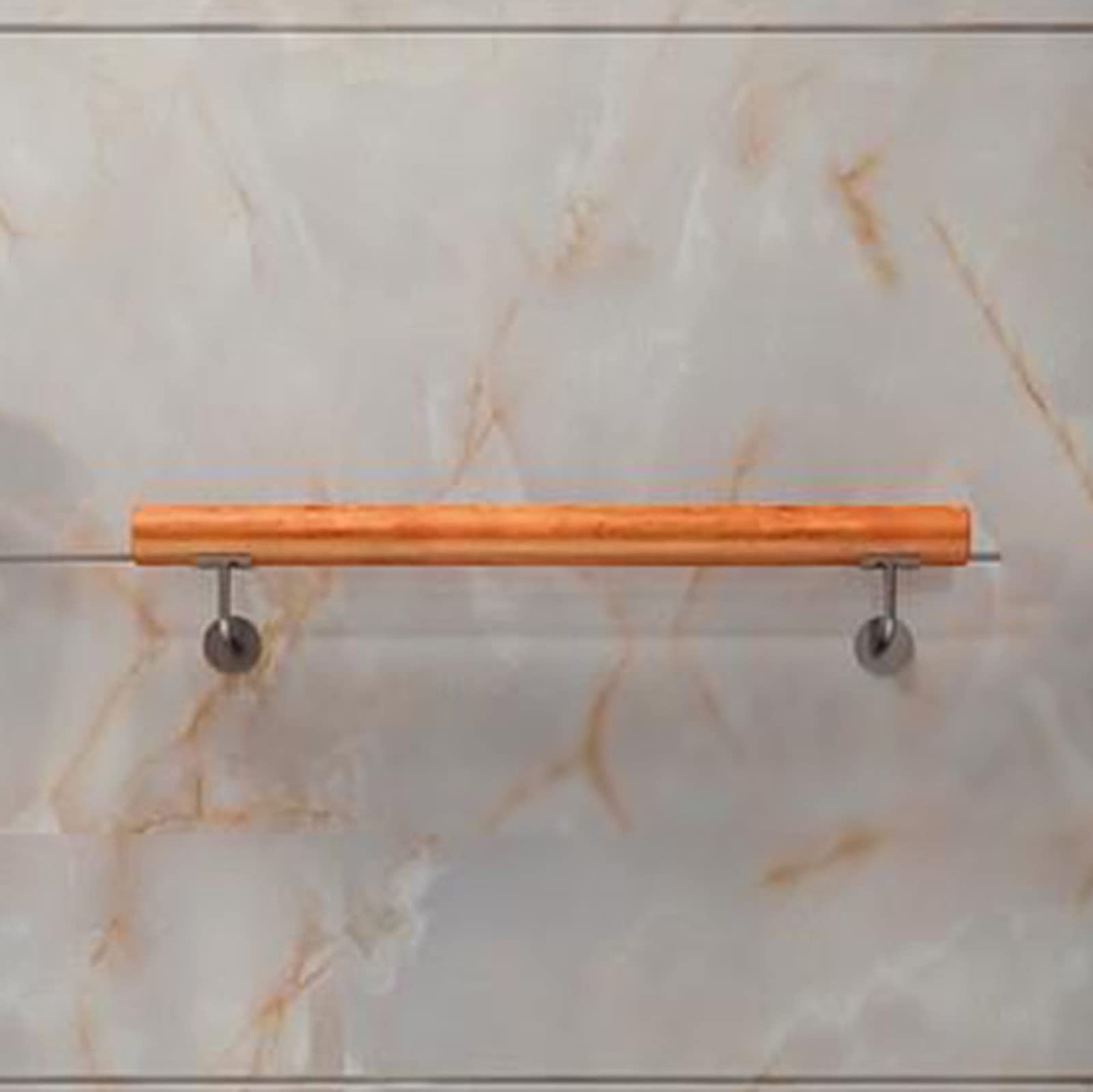 Barandilla de seguridad redonda de madera ajustable para montaje en pared, barra de soporte para personas mayores con soporte de metal, solución segura de seguridad para pasillo