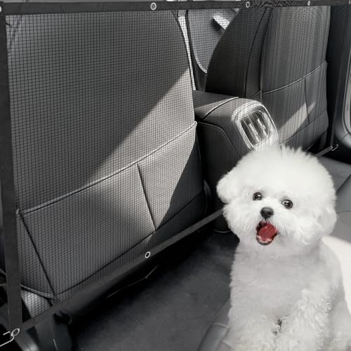 VOSSOT reja Coche Perro Maletero de 115 × 62 cm para Maletero, reja Coche Perro Maletero con 4 Ganchos y 2 Cuerdas Ajustables.Rejilla para Perros en el Coche para SUV, camionetas y Asientos Traseros