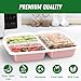 50 Pack (100-Piece) 32 oz Meal Prep Containers Reusable with Lids 3-Compartment, To Go Take Out Plastic Food Storage Containers, Sturdy Leakproof Food Safe, Microwave Freezer Dishwasher Safe, Pink