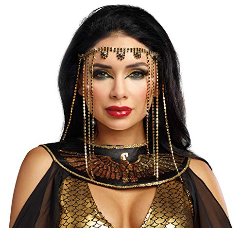 DreamGirl Oriental Diadema Cadena Tocado Oro/Negro Egipcio India Bollywood Traje de Baile Carnaval