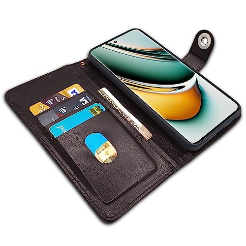 Image of Pikkme Realme 11 Pro / 11 Pro Plus 5G / Narzo 60 Pro 5G Flip Cover Leather Finish | Inside TPU with Card Pockets | Wallet Stand and Shock Proof | Complete Protection Button Flip Case (Coffee)