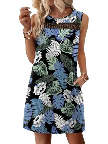 Image of WIHOLL Summer Dresses for Women 2026 Beach Vacation Spring Fashion Clothing Lace Mini Tank Dress with Pockets