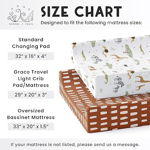 Image of Baby Changing Pad Cover 2-Pack for Boys, Girls (Safari Adventure) - Premium Fitted Sheets Baby Diaper Changing Table Cover - Buttery Soft Cotton Blend