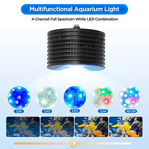 Image of Full Spectrum Aquarium Light, Adjustable Saltwater Super Bright Fish Tank Light for Reef, Coral, Planted Nano Saltwater Aquarium Tank (A-20 Saltwater 16W)
