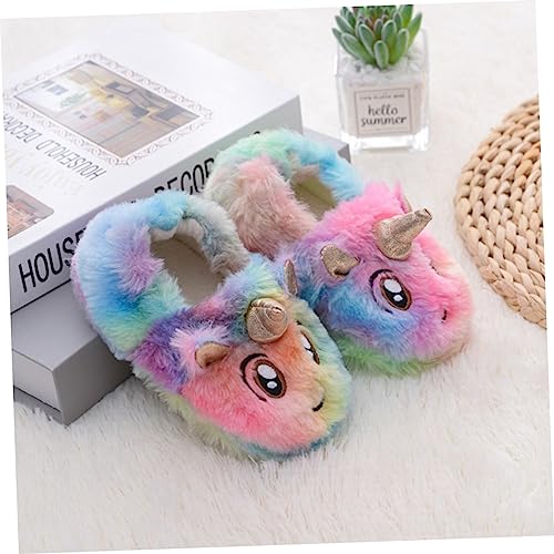 Boy Girl Unicorn Slippers Boy Girl's Cartoon Fluffy Cotton Slippers Indoor Non-slip Sandals2