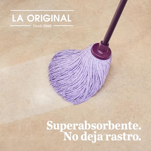Miniatura 2 de Mery Fregona Microfibra Fregona Super Absorbente Cabezal Extragrande No Deja Rastro Fabricada En Cruz Mayor Durabilidad Rosca Universal Color: Lila, 22 Cm