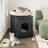 WTFGO Cat Litter Box Enclosure, Plastic Hidden Litter Box Side Table with Openable Front Door, Waterproof & Weatherproof Cat Box Enclosure Cabinet for Indoor & Outdoor Use (Black)