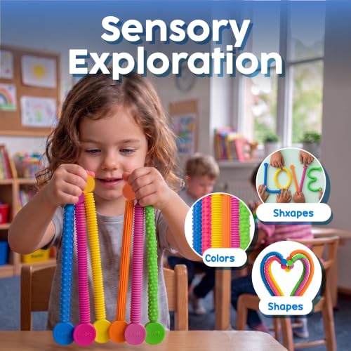 Image of BUNMO Stretchy Strings - Sensory Toys - Stimulating & Fun Sensory Toys for Kids - Fidget Toy - Hours of Fun for Kids - Non-Mouthable Toy 3+ - Textured 6 Pack