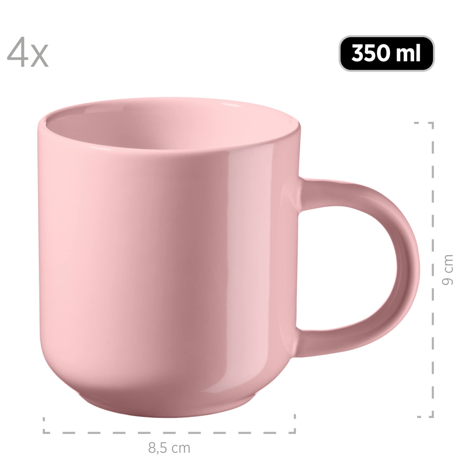 MÄSER 934005 - Set di stoviglie per 4 persone, design scandinavo, 16 pezzi, in ceramica rosa, gres
