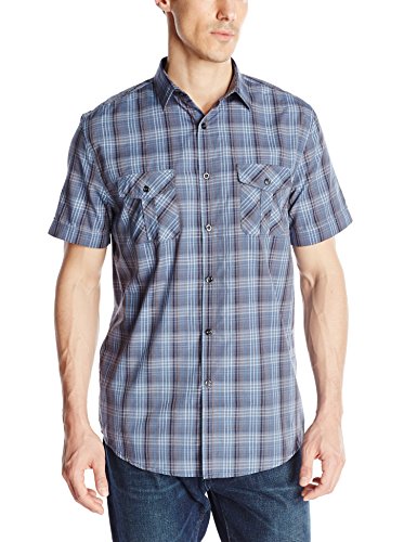 Axist Men's Short Sleeve Multi Check Button Down Woven