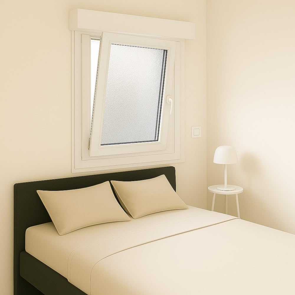 Fenêtre PVC blanc 1 vantail vitrage brouillé avec volet roulant électrique dimensions tableau H 95 x L 60 cm tirant gauche oscillo battant pour pose en neuf - GEFRADIS - fabrication française