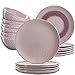 Produktbild Leonardo Matera Steingut Geschirrset, 18 teilig, Keramik-Teller, Schalen, spülmaschinengeeignetes Kombiservice, rosa, 380 ml, Ø 22,5 & 27 cm, 026056