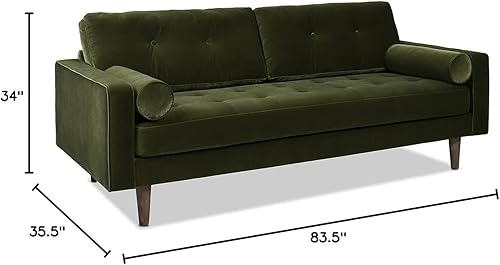 Miniatura 2 de Jennifer Taylor Home Theo - Sofá moderno de mediados de siglo de 83.5 pulgadas, terciopelo verde oliva