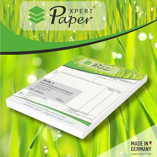 PaperXpert EUR.1 / EUR1 Warenverkehrsbescheinigung 2-teilig x 50 | für Laser- und Inkjetdrucker | Einzelblätter DIN A4 lose im Wechsel | Premium Markenqualität – Made in Germany
