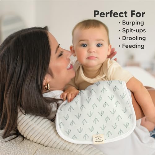 Image of Organic Burp Cloths Baby Boy & Girl - 5-Pack Super Absorbent Cotton Burping Cloths for Babies, Soft & Plush Newborn Spit Up Rags, Infant Towels for Milk Spit Up, Unisex, Large 21 inch x 10 inch (Fleur)