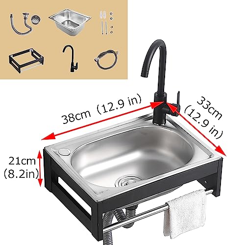 Fregadero de acero inoxidable de pie con grifo para lavadero y cocina 6