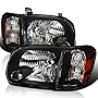 Spec-D Tuning Black Housing Clear Lens Headlights + Corner Lights Compatible with Toyota Tundra Double Cab Base SR5 Limited 2005-2006, 2005-2007 Sequoia, L+R Pair Head Light Lamp Assembly