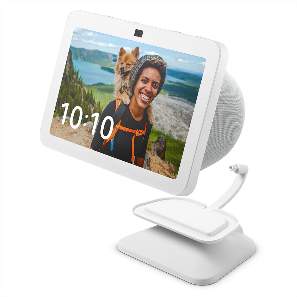 Supporto regolabile per Echo Show 8 (3ª generazione), con ingresso USB-C per la ricarica | Bianco ghiaccio