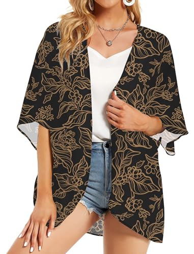 KYKU Summer Kimonos for Women Casual Hawaiian Tropical Floral Tops