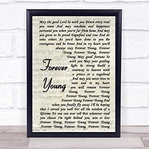 Forever Young Vintage Script Song Lyric Quote Print