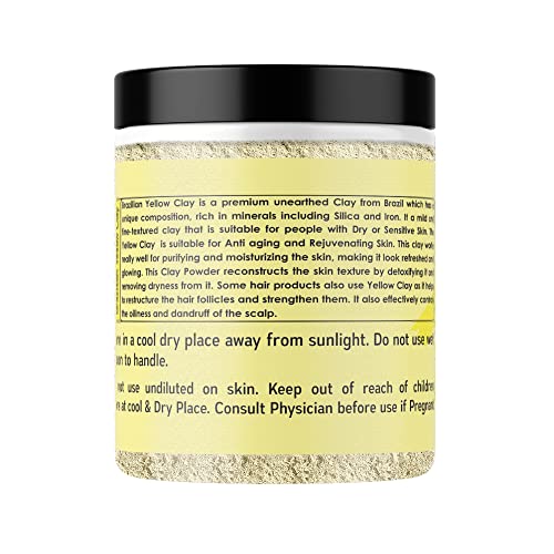 Image of Natural Brazilian Yellow Clay Powder For Healthy Hair Care & Skin Care - 150g