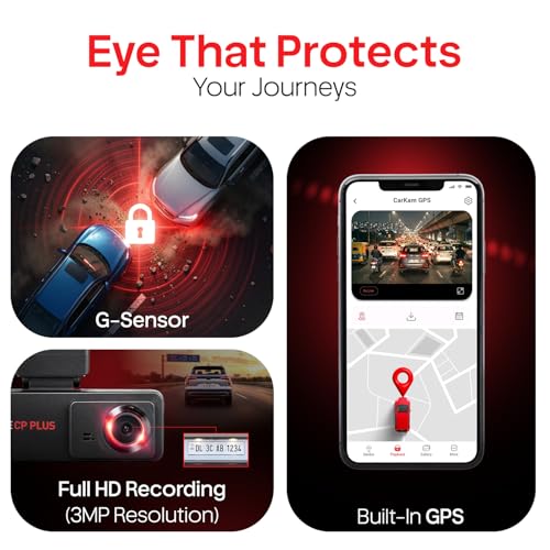 Image of CP PLUS Dash Cam for Car CP-F34 | 2K 3MP Full HD+ Front Dashcam with Built-in GPS | 137 Wide View Angle | Built-in Microphone | (AP Mode) WiFi | G-Sensor | WDR Night Vision | Supports 1TB SD Card