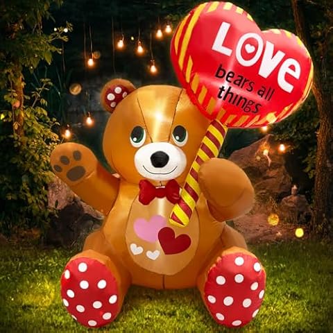 LETIME 4FT Inflatable Bear with Heart Cover