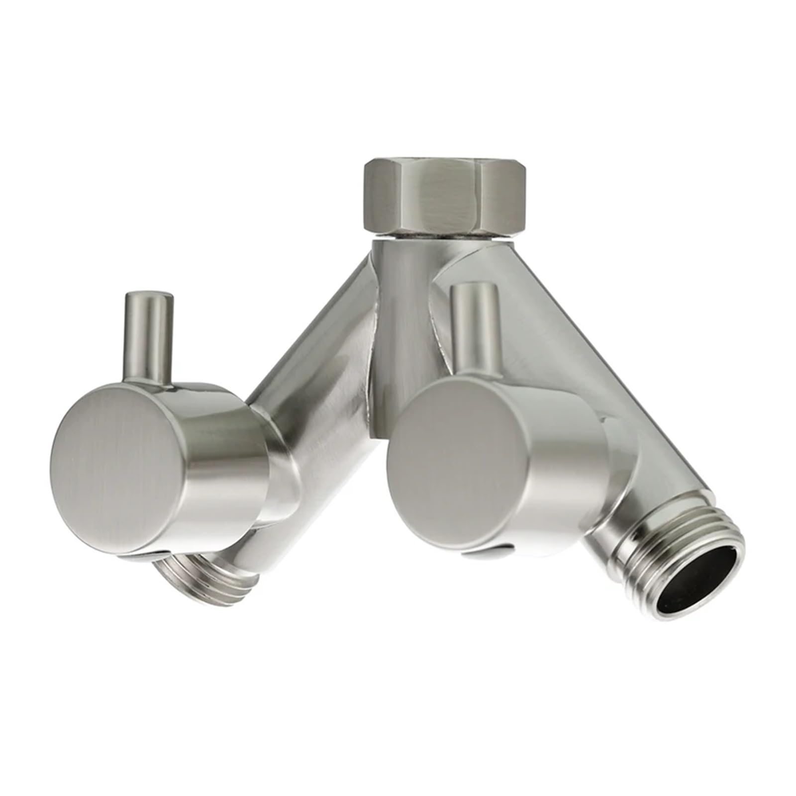 Itrhjtgp Nickel Y-Valve Hose Splitter Brass Dual Shut-Off Valve G1/2 3-Way Shower Diverter For Head Bathtub Faucet 2 Handles For Bathroom(Nickel Y-Valve)