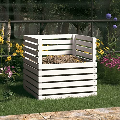 Xichuzi Compostador de Madera Maciza de Pino Blanco 80x80x78 cm, Compostadora Organica Jardin, Vermicompostador, Composteras Huerto, Compostera Domestica