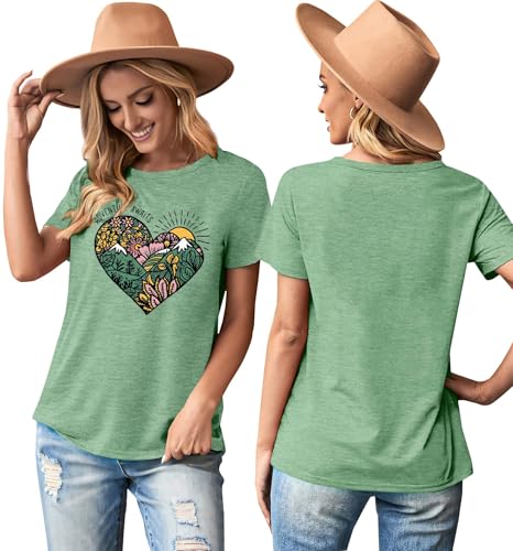 Graphic T-Shirts for Women Hiking Camping Trip Compass Printed Vintage Summer Casual Tees Holiday Workout Tops2