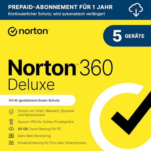 Norton 360 Deluxe 2025 | 5 Geräte | 1 Jahr | Aktivierungscode per Email