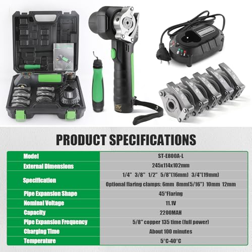 Image of Super Stars Power Flaring Tool Kit ST-E800 - Cordless 45 Degree Automatic Flaring Tool for HVAC Copper Aluminum Tubing R410A R32