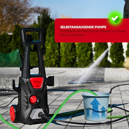 LEHMANN Hochdruckreiniger Jukon mit 9-teiliges Zubehörset, Druckreiniger mit Flächenreiniger für...