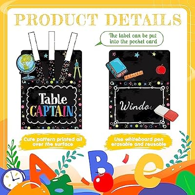 Pajean 75 Pcs Classroom Jobs Cards Teacher's Helpers Bulletin Board Set Class Jobs Pocket Chart with Chalkboard Brights Name Tags for Preschool Elementary Back to School Decor(Bright Chalkboard)