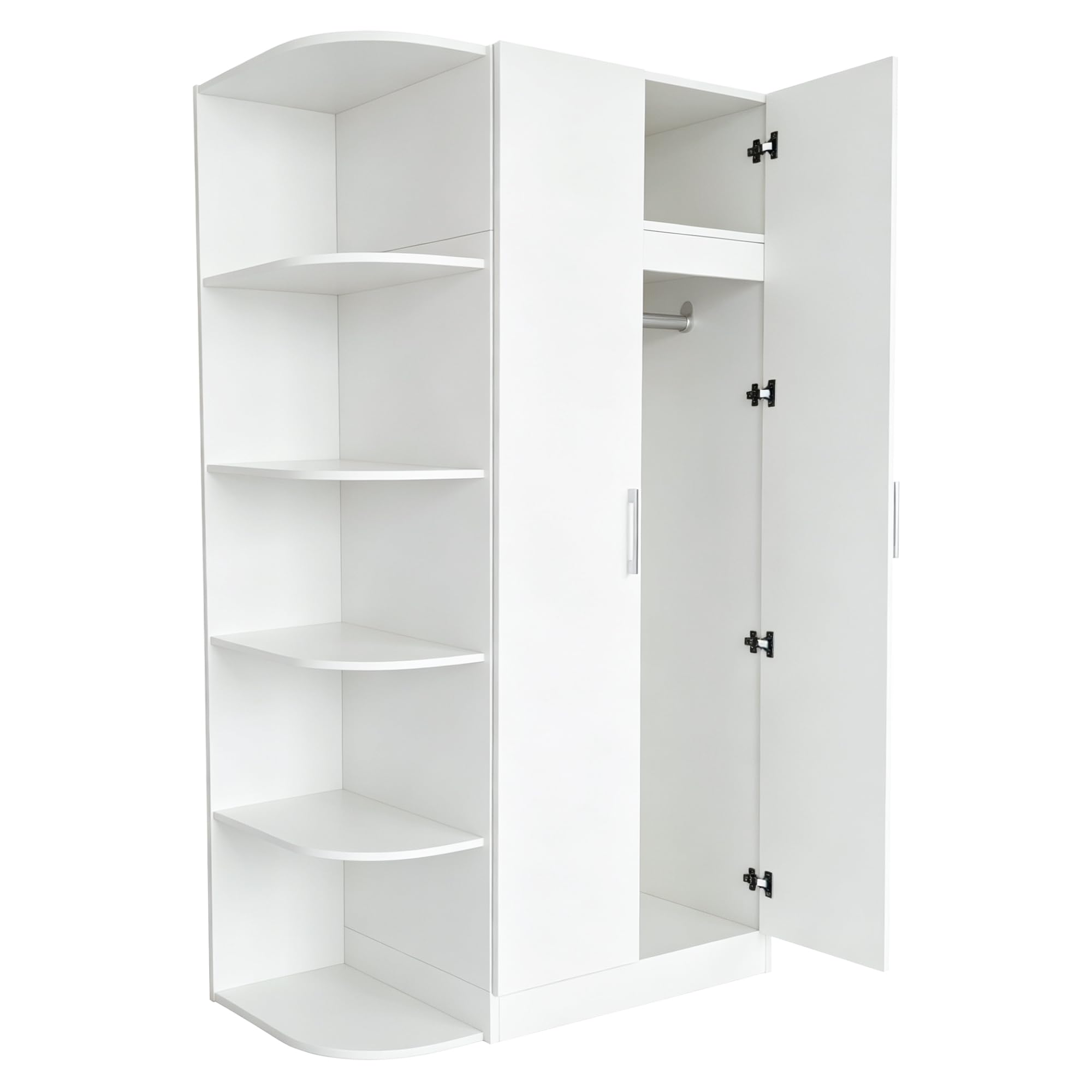 2-türig Kleiderschrank mit Regalböden und Schubladen, Zweitüriger Schrank Garderobenschrank Mehrzweckschrank für Schlafzimmer, Kinderzimmer Flur & Büro, Weiß, 90x55x170 cm