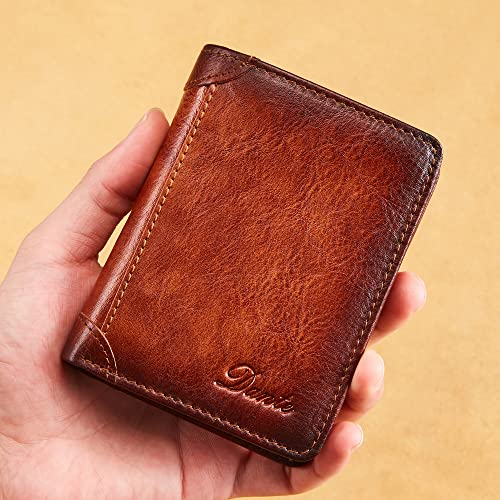 2022 Brand Men's Wallet Made of Leather Mini Coin Purse Money Clip Anti-theft Swipe Small Passport Cover Bag (yellowish brown), 055052