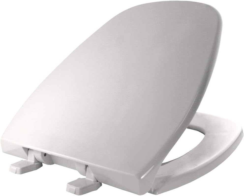 BEMIS 1240200 Eljer Emblem Plastic Toilet Seat, Made Specifically for Eljer Emblem Toilets, Made in USA, Round, White