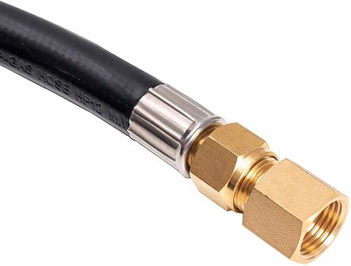 Miniatura 5 de Celestial Kit de conexión de gas natural, alto flujo para fogatas de alto BTU, manguera de gran diámetro, válvula de llave cromada de un cuarto de