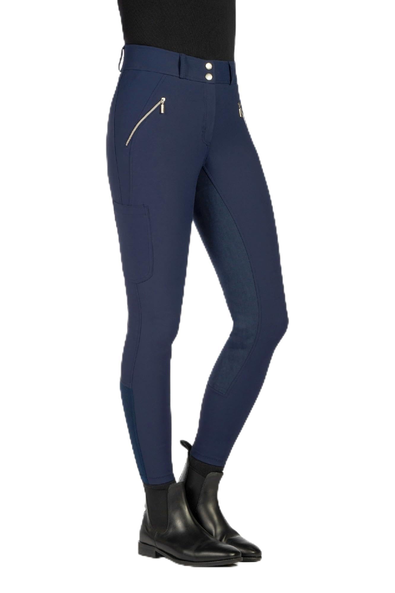 HKM Women's Lia High Waist Alos Full seat Riding Breeches, Grey, 28
