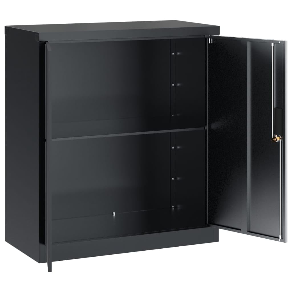 Armadietto portadocumenti antracite in acciaio verniciato a polvere, 79 x 40 x 90 cm, con porta e serratura, armadio da ufficio per casa e studio, spazio per documenti, raccoglitori
